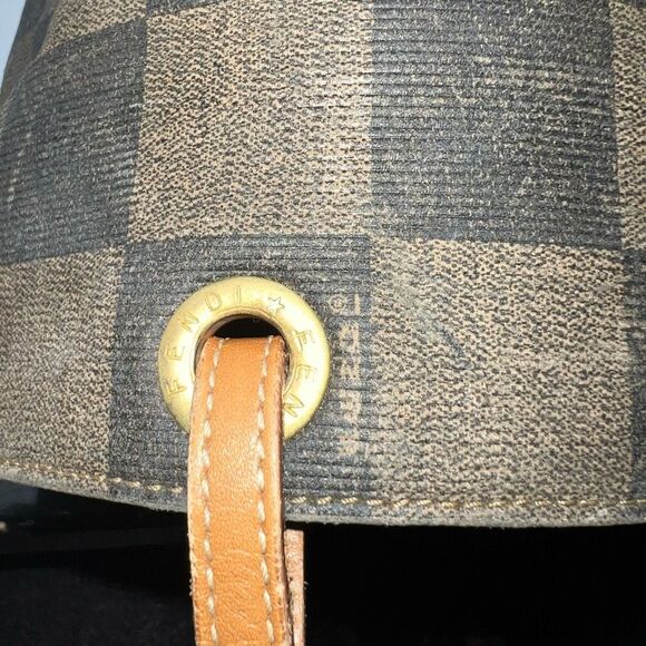 Fendi Vintage RARE Brown Checkered Box Short Handle Tote - Picture 5 of 16